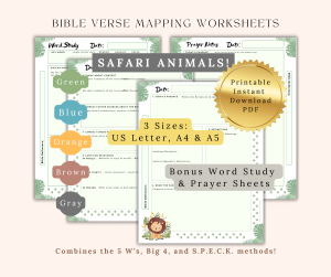 BIBLE VERSE MAPPING WORKSHEETS - Safari Animals