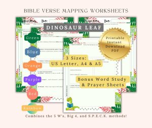 BIBLE VERSE MAPPING WORKSHEETS - Dinosaur Leaf.